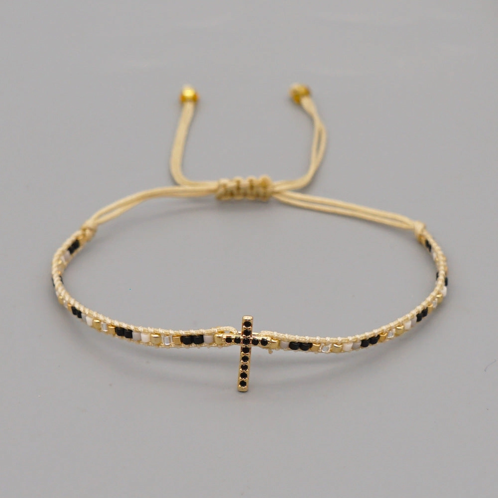 Wholesale Hand Made Cross Heart Glass Bracelet