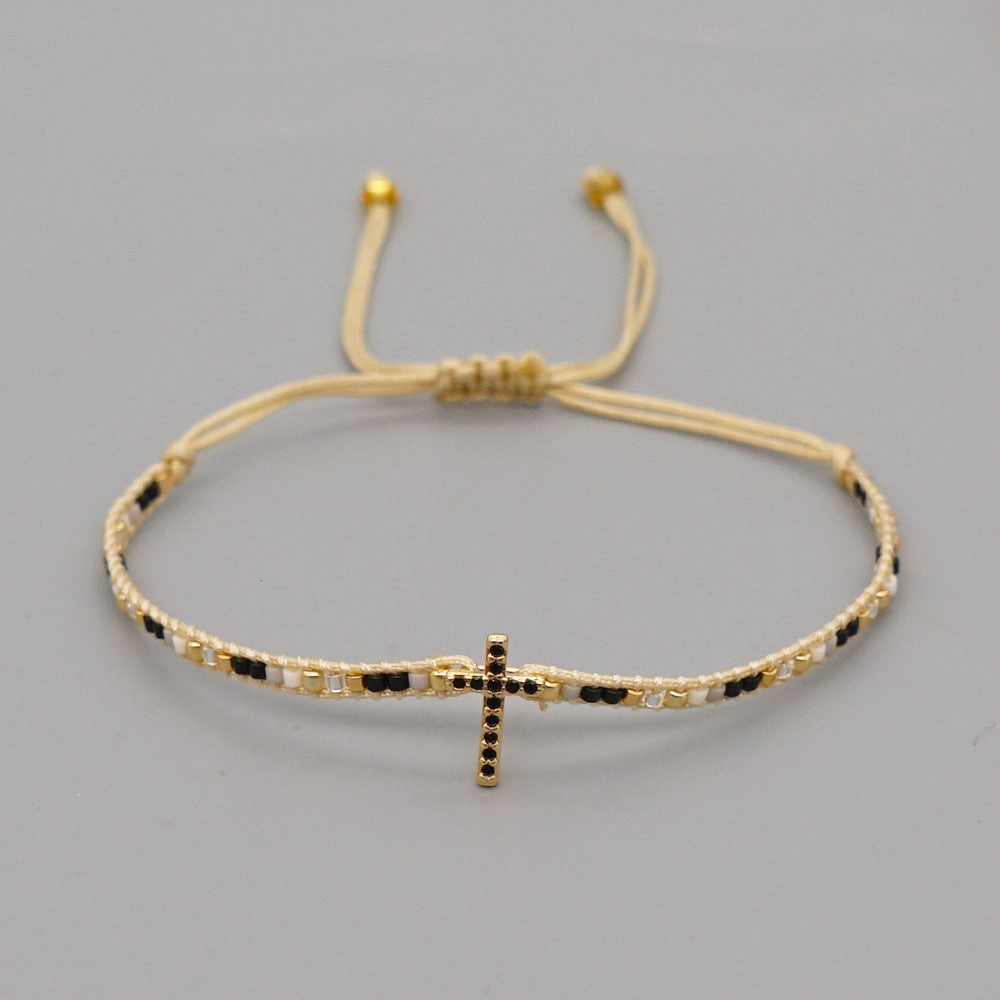 Wholesale Hand Made Cross Heart Glass Bracelet