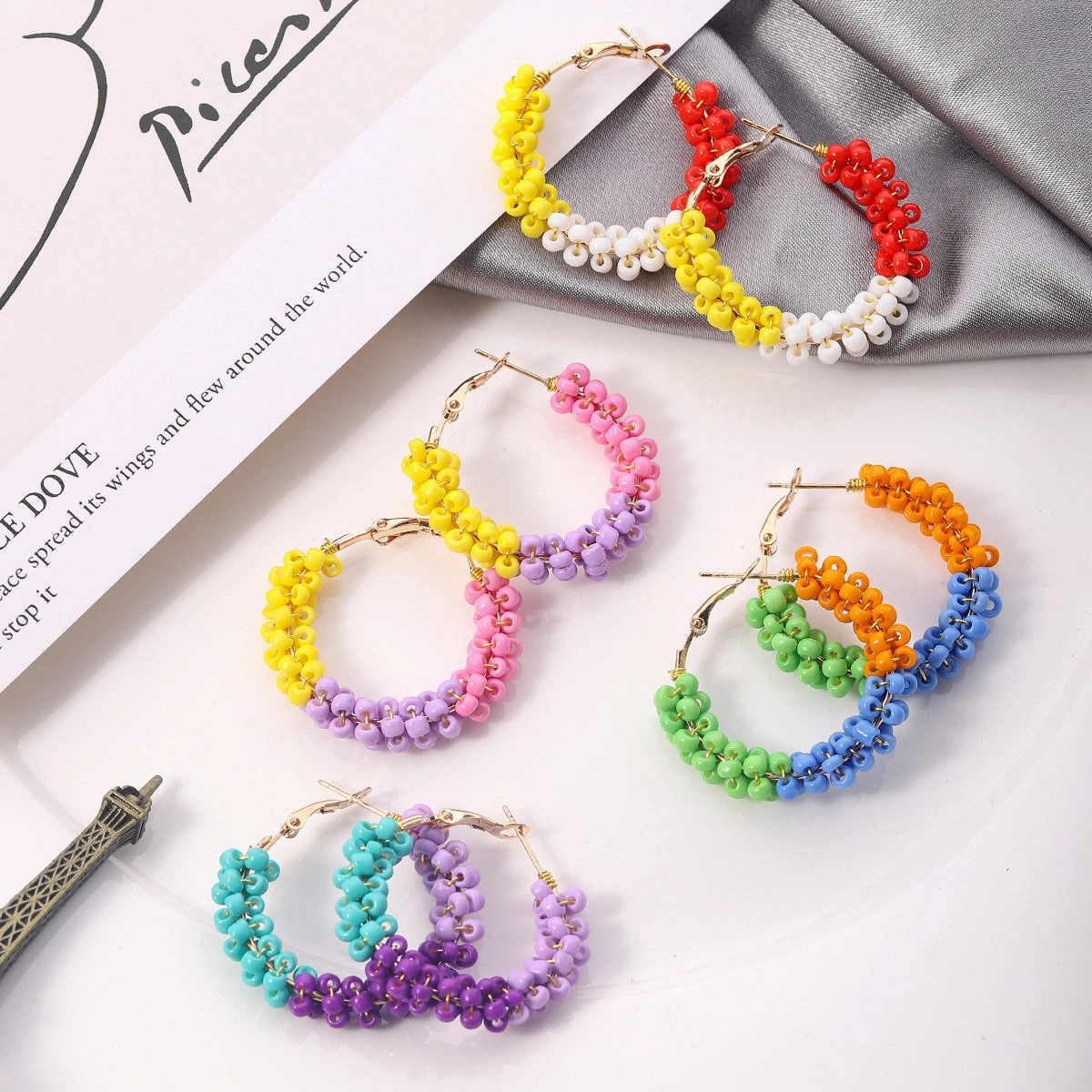 Wholesale Hand Made Rice Beads Plastic Earrings