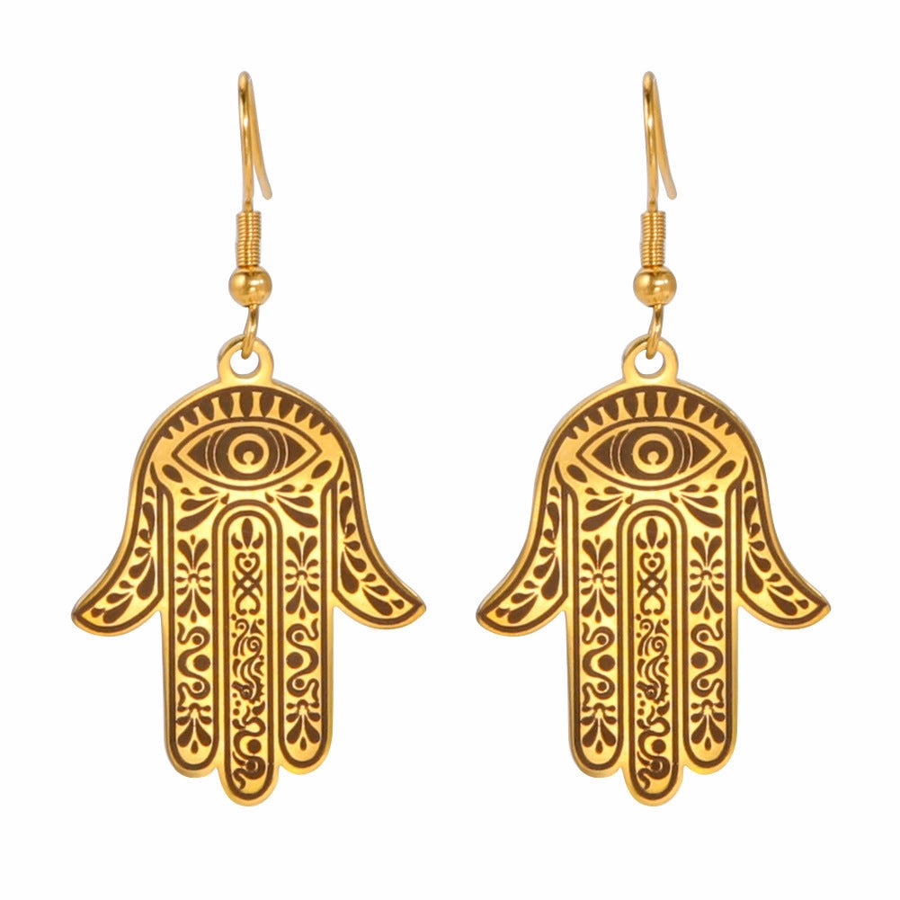 Wholesale Hand Palm Print Pendant Stainless Steel Earrings