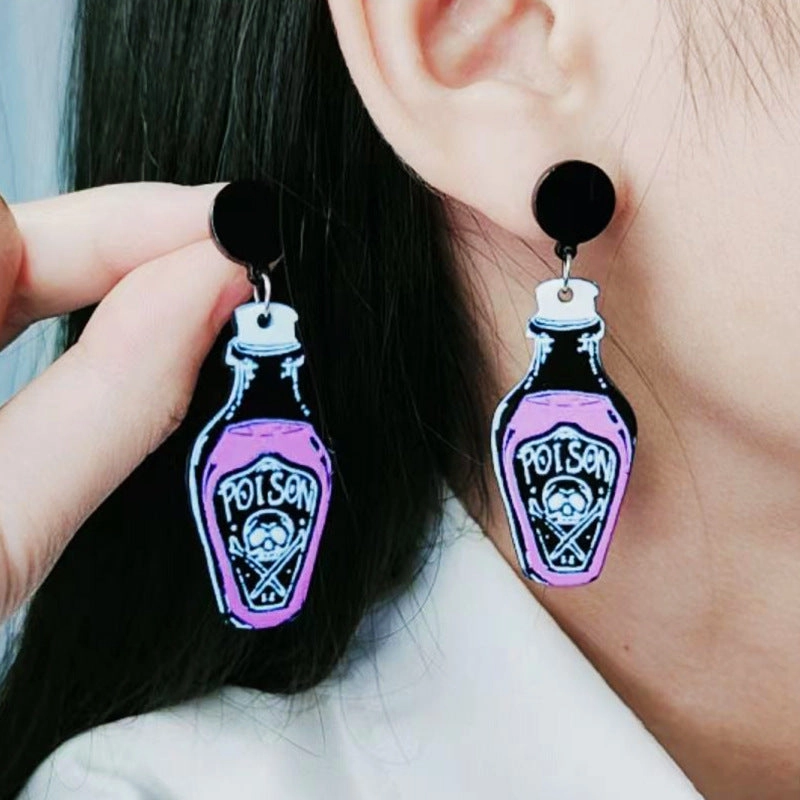 Wholesale Hand Paw Skull Gold Acrylic Earrings