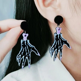 Wholesale Hand Paw Skull Gold Acrylic Earrings
