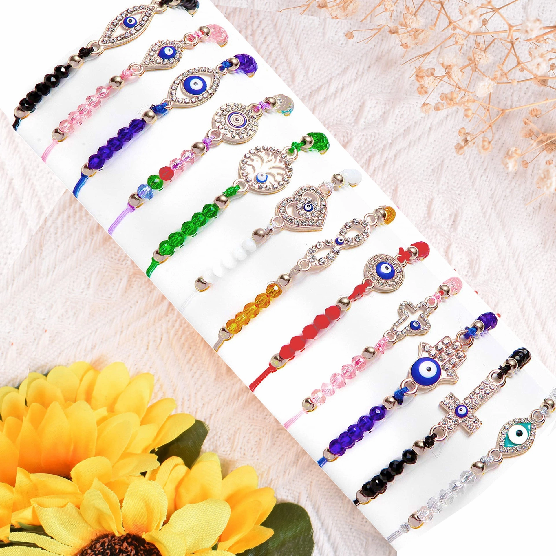Wholesale Hand Woven Crystal Beaded Demon Eye Drip Oil Bracelet
