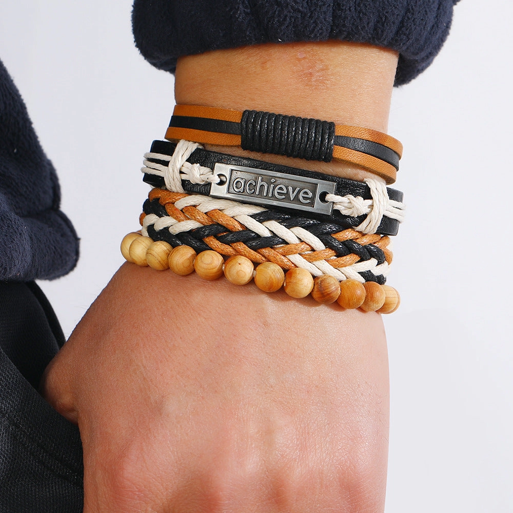 Wholesale Hand Woven Leather Set of 4 Bracelet