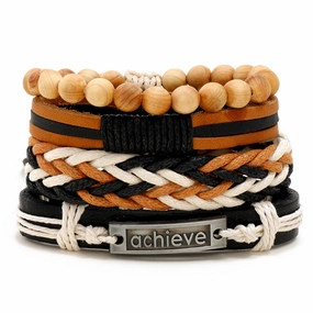 Wholesale Hand Woven Leather Set of 4 Bracelet