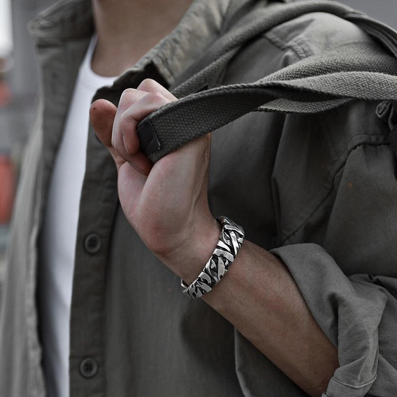 Wholesale Hand Woven Open Men Metal Bracelet