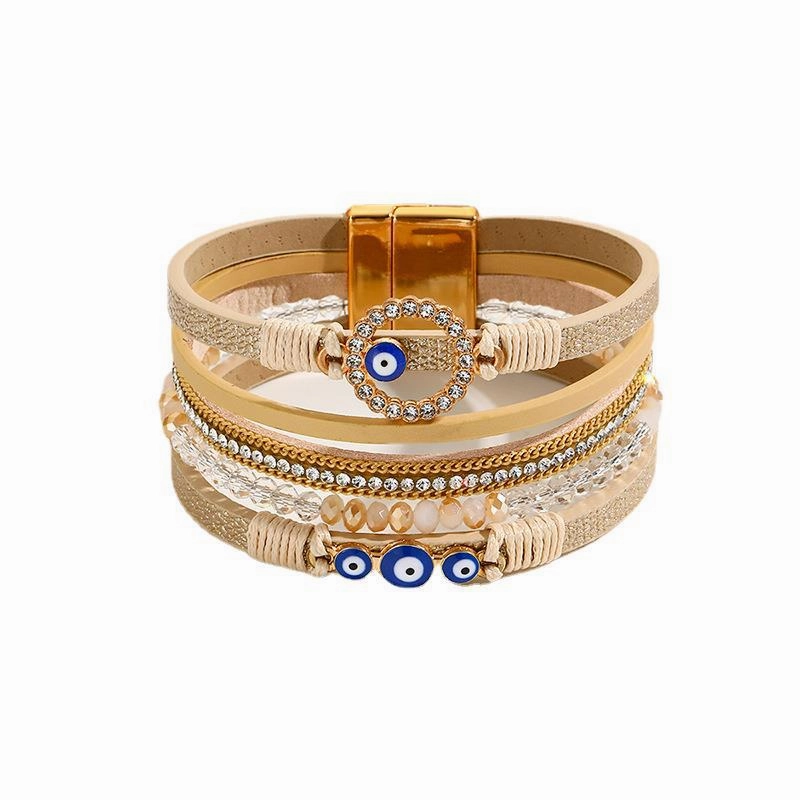Wholesale Hand Woven PU Leather Alloy Magnetic Buckle Bracelet