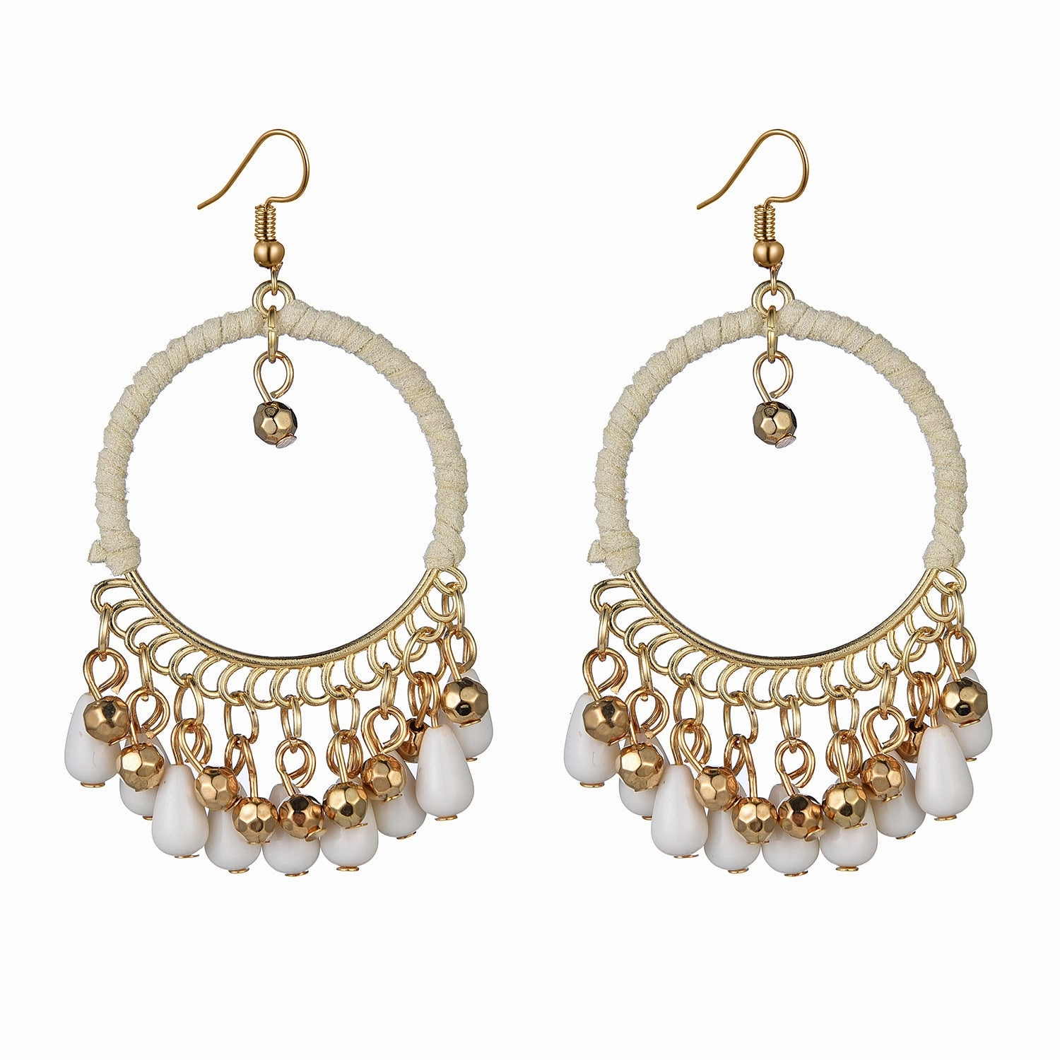 Wholesale Hand Woven Round Water Drop Tassel Acrylic Alloy Earrings