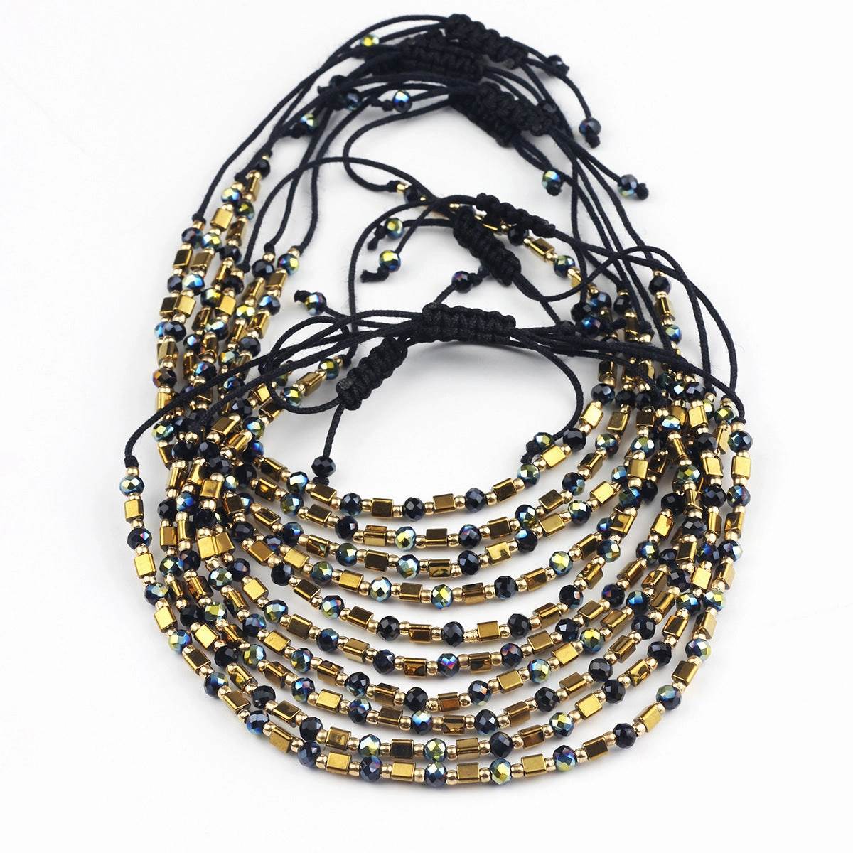 Wholesale Hand-woven simple geometric crystal beaded bracelet