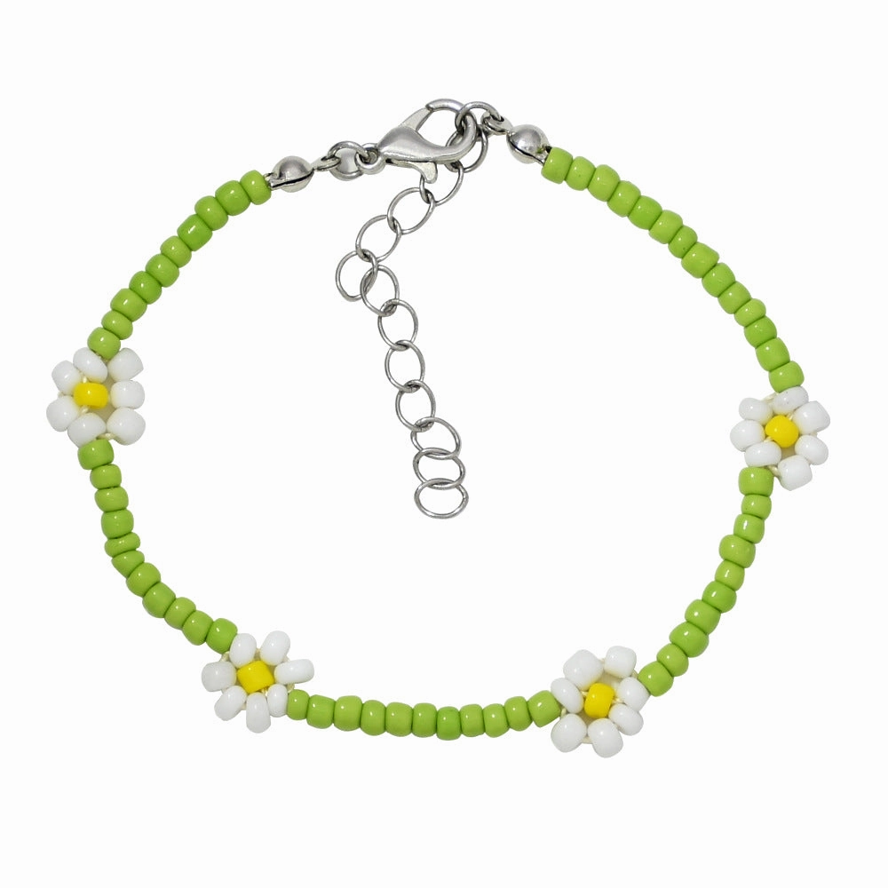 Wholesale Hand Woven Small Daisy Flower Rice Beads Bracelet