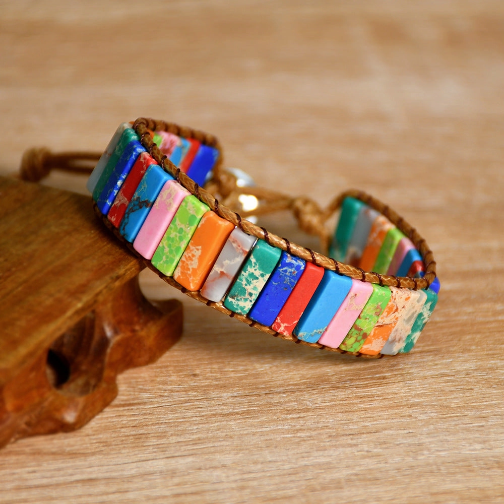 Wholesale Hand Woven Turquoise Beaded Multi Layer Wrap Bracelet