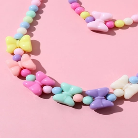 Wholesale Handmade Beaded Colorful Bow Tie Necklace Bracelet Set