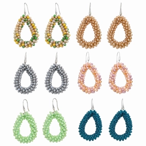 Wholesale Handmade Beaded Drop Shape Rice Beads Earrings