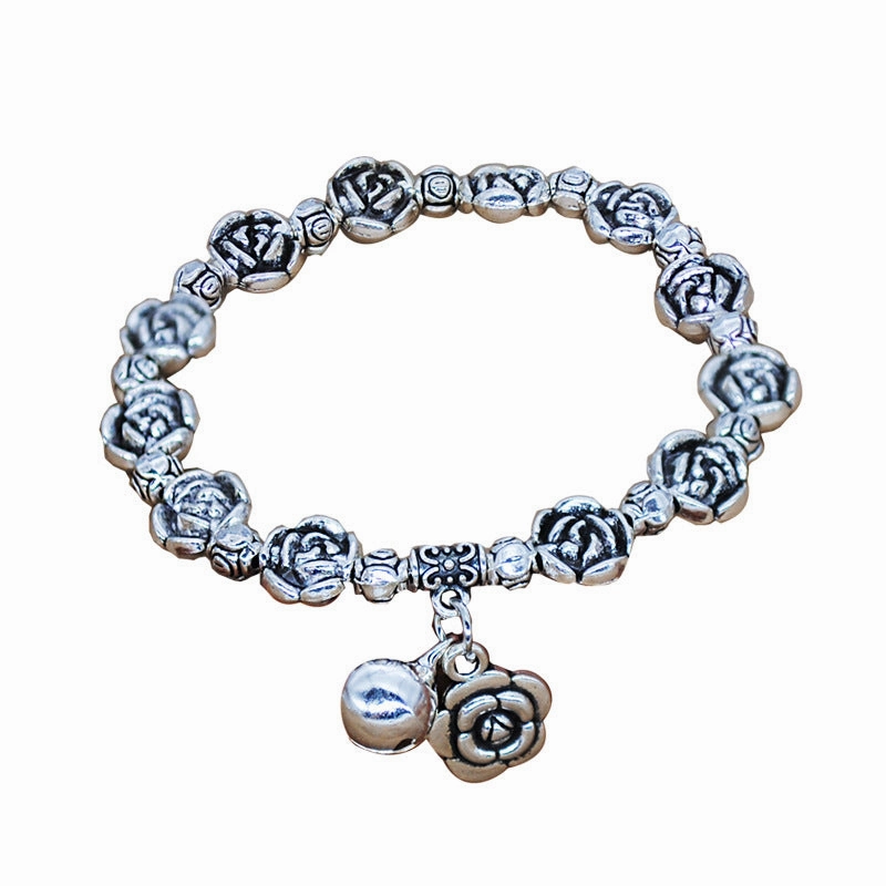 Wholesale Handmade Beaded Stretch Bell Rose Pisces Elephant Pendant Bracelet