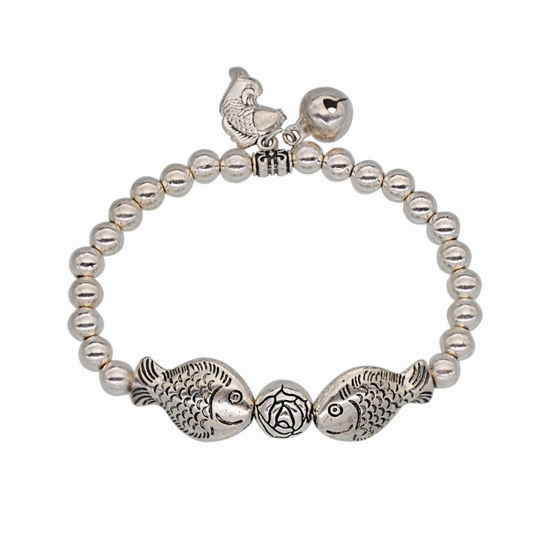 Wholesale Handmade Beaded Stretch Bell Rose Pisces Elephant Pendant Bracelet