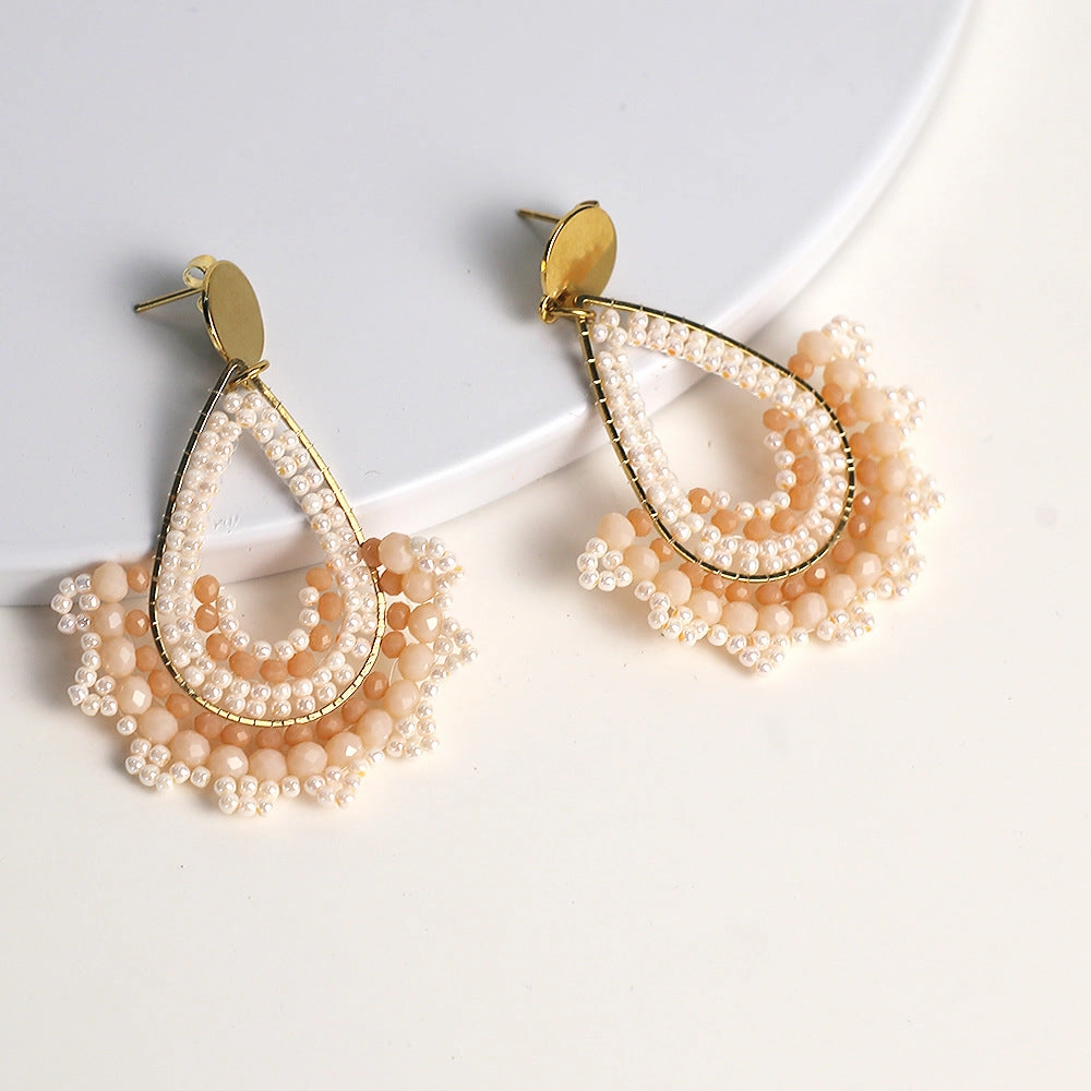 Wholesale Handmade Circular Rice Bead Earrings