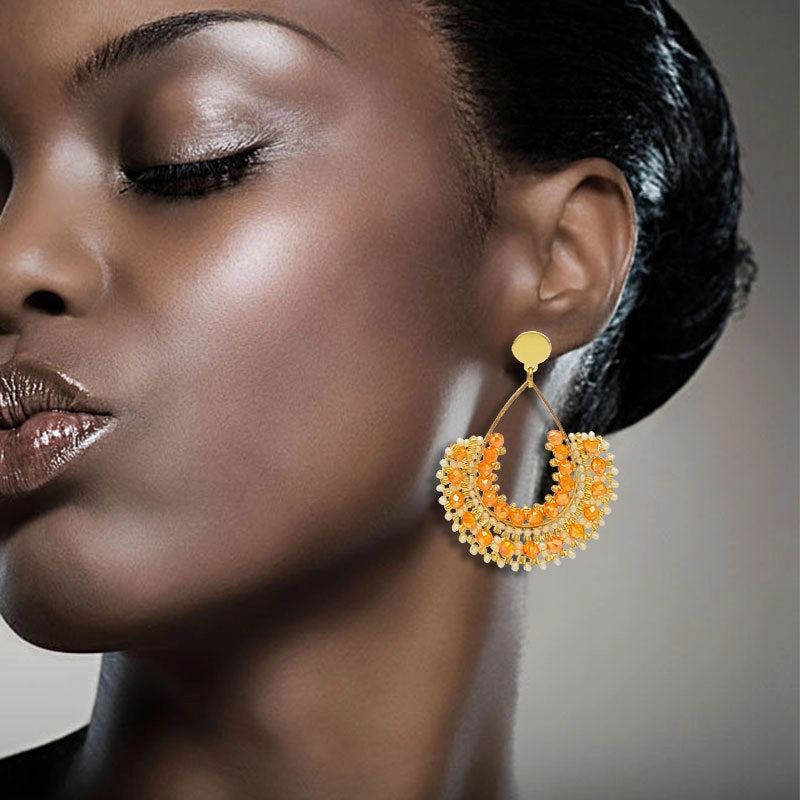 Wholesale Handmade Circular Rice Bead Earrings