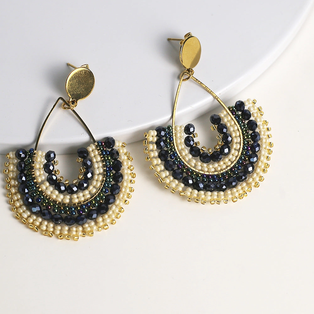 Wholesale Handmade Circular Rice Bead Earrings