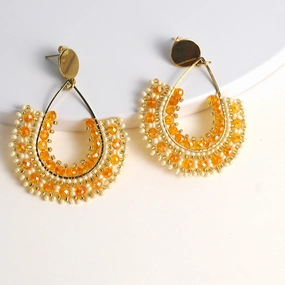 Wholesale Handmade Circular Rice Bead Earrings