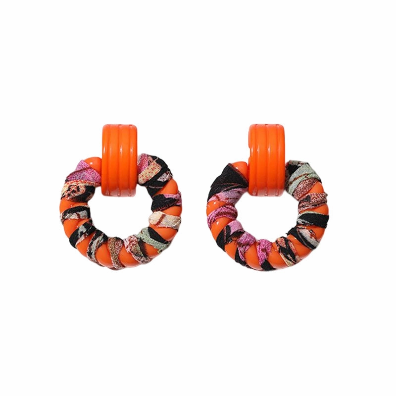 Wholesale Handmade Cloth Winding Round Earrings