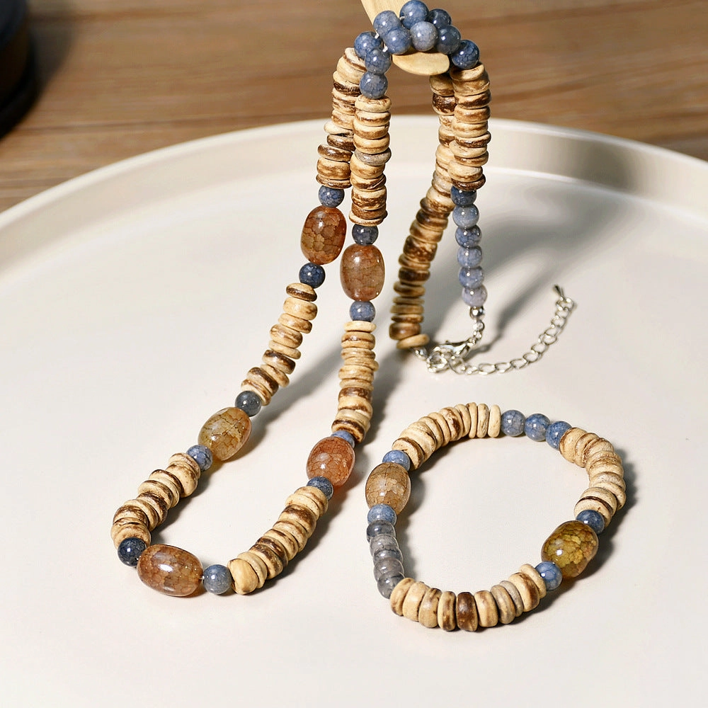 Wholesale Handmade Coconut Shell Explosive Stone Beaded Bohemian Bracelet Sweater Chain