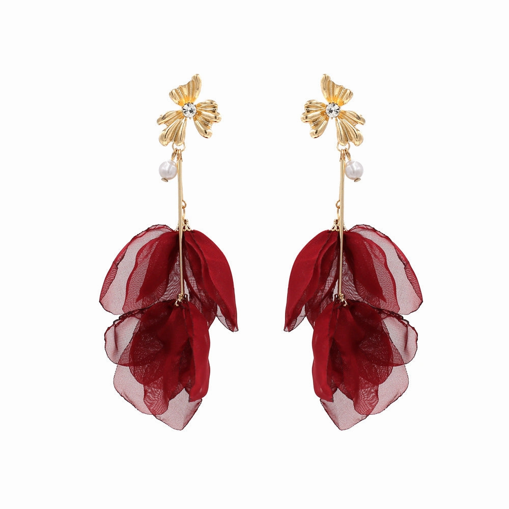 Wholesale Handmade Fabric Flower Earrings