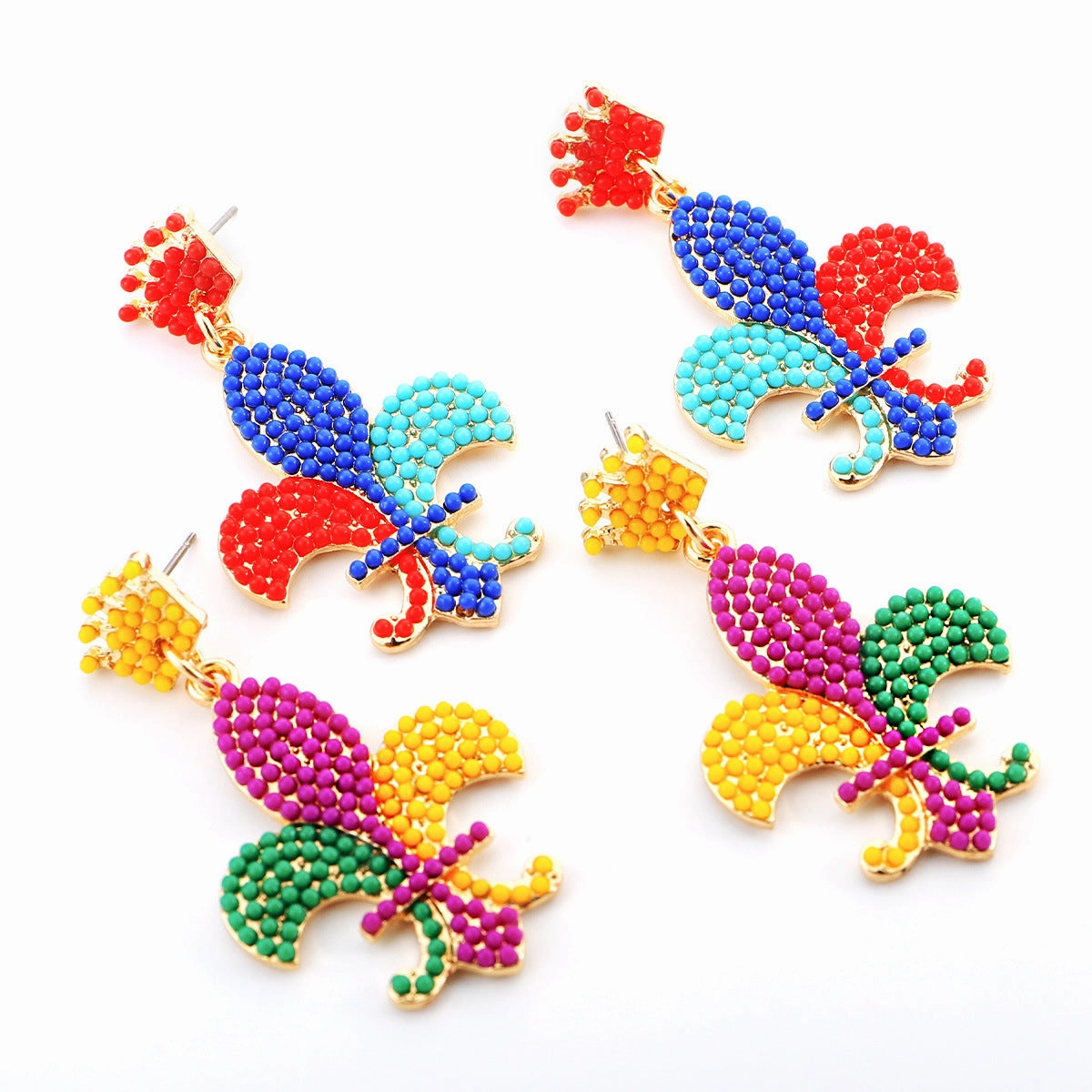 Wholesale Handmade Rice Ball Carnival  Mardi Gras Earrings