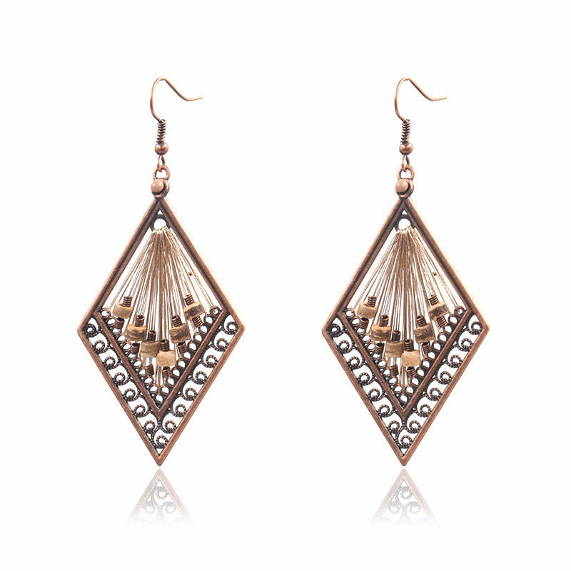Wholesale Handwoven Colorful Gold Thread Alloy Earrings