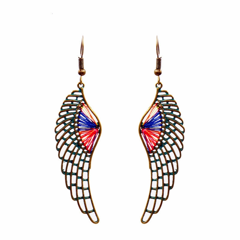 Wholesale Handwoven Colorful Gold Thread Alloy Earrings