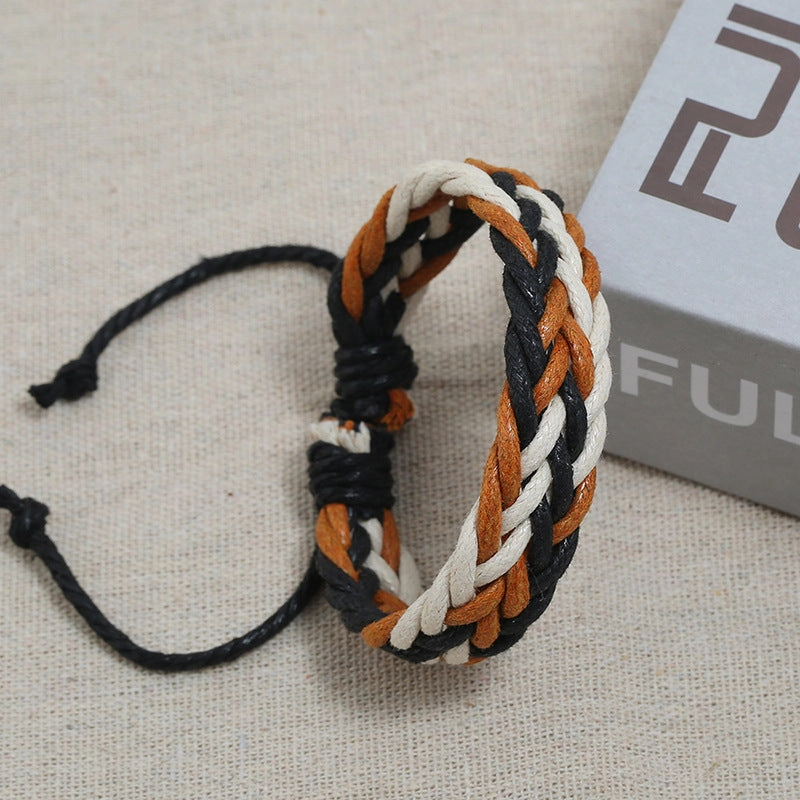 Wholesale Handwoven Colorful Waxed Thread Bracelet