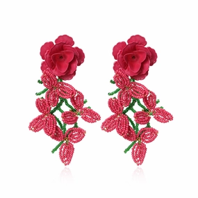 Wholesale Handwoven Rice Beads Flower Tassel Earrings