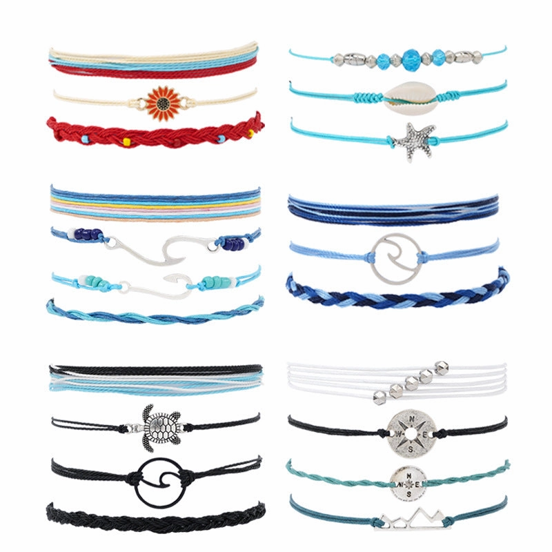 Wholesale Handwoven Turtle Wave Sunflower Chrysanthemum Alloy Bracelet
