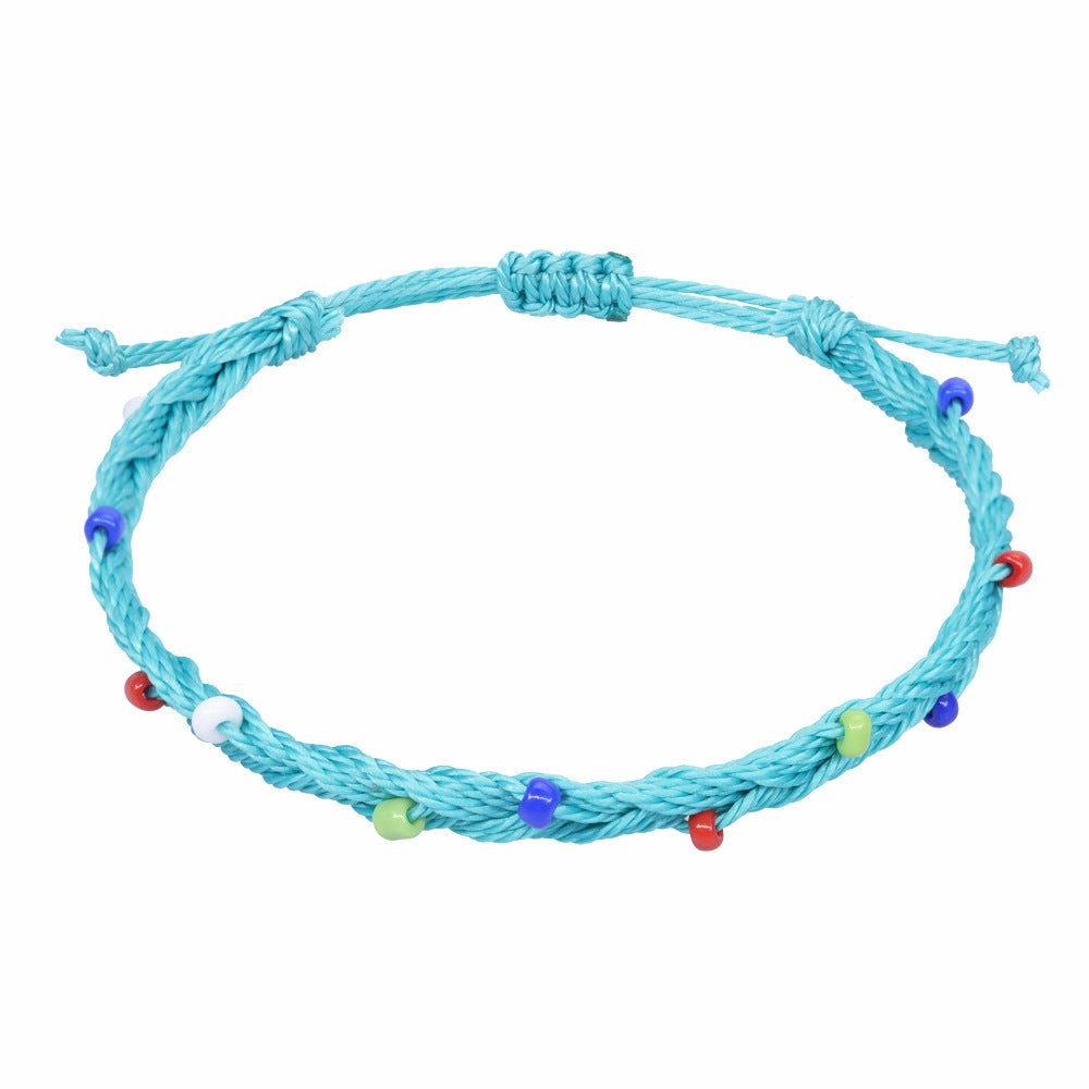 Wholesale Handwoven Waterproof Waxed Thread and Rice Beads Bracelet