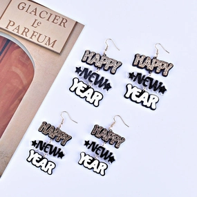 Wholesale HAPPY NEW YEAR Acrylic Earrings