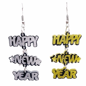 Wholesale Happy New Year English Letters Christmas Acrylic Earrings