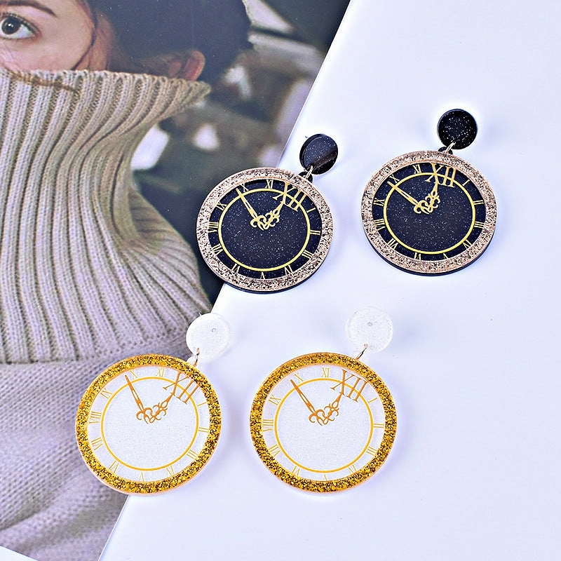 Wholesale Happy New Year Pocket Watch Earrings