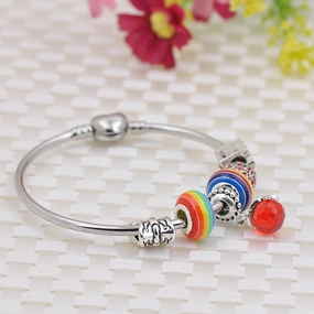 Wholesale Heart Alloy Beaded Bracelet