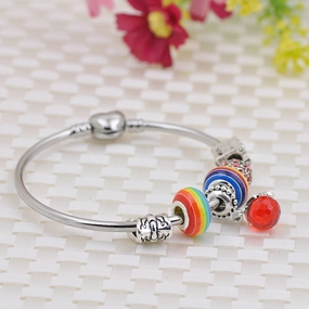 Wholesale Heart Alloy Beaded Bracelet