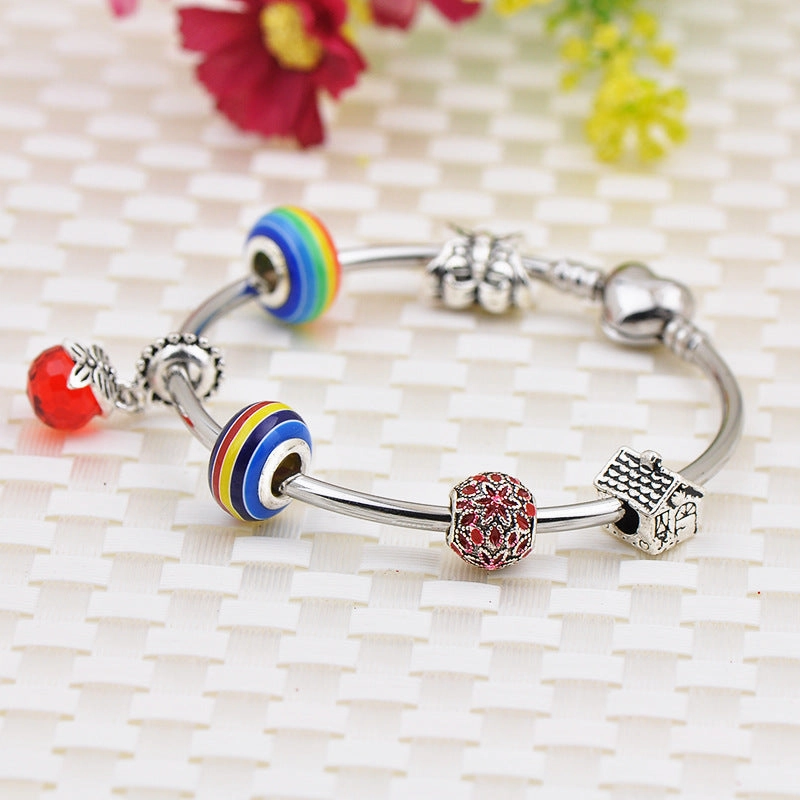 Wholesale Heart Alloy Beaded Bracelet