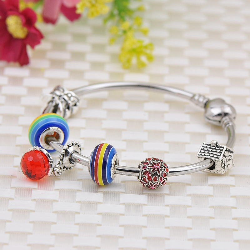 Wholesale Heart Alloy Beaded Bracelet