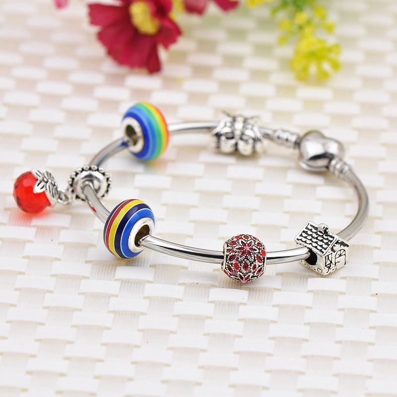 Wholesale Heart Alloy Beaded Bracelet