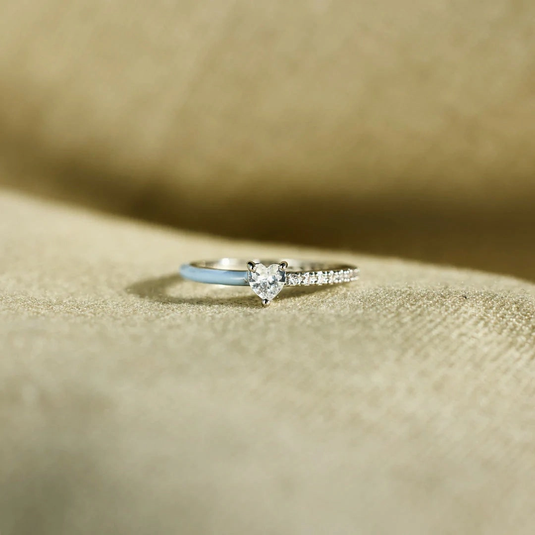 Wholesale Heart Baguette Zirconia Sterling Silver Rings
