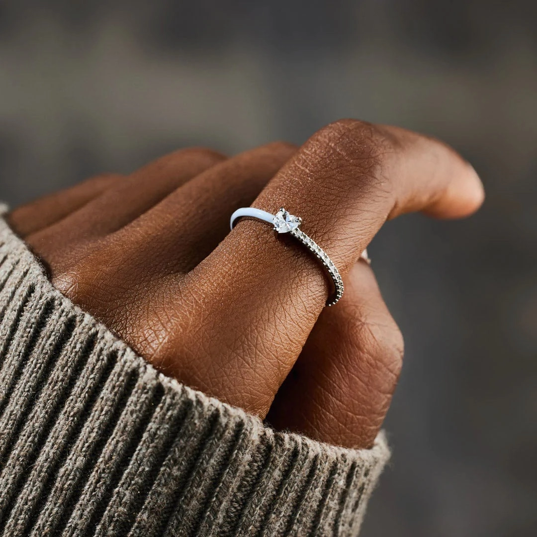 Wholesale Heart Baguette Zirconia Sterling Silver Rings