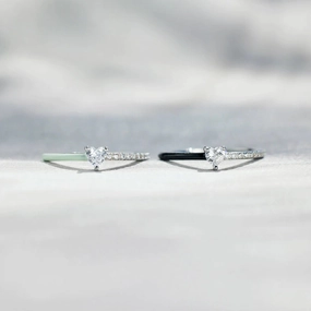 Wholesale Heart Baguette Zirconia Sterling Silver Rings