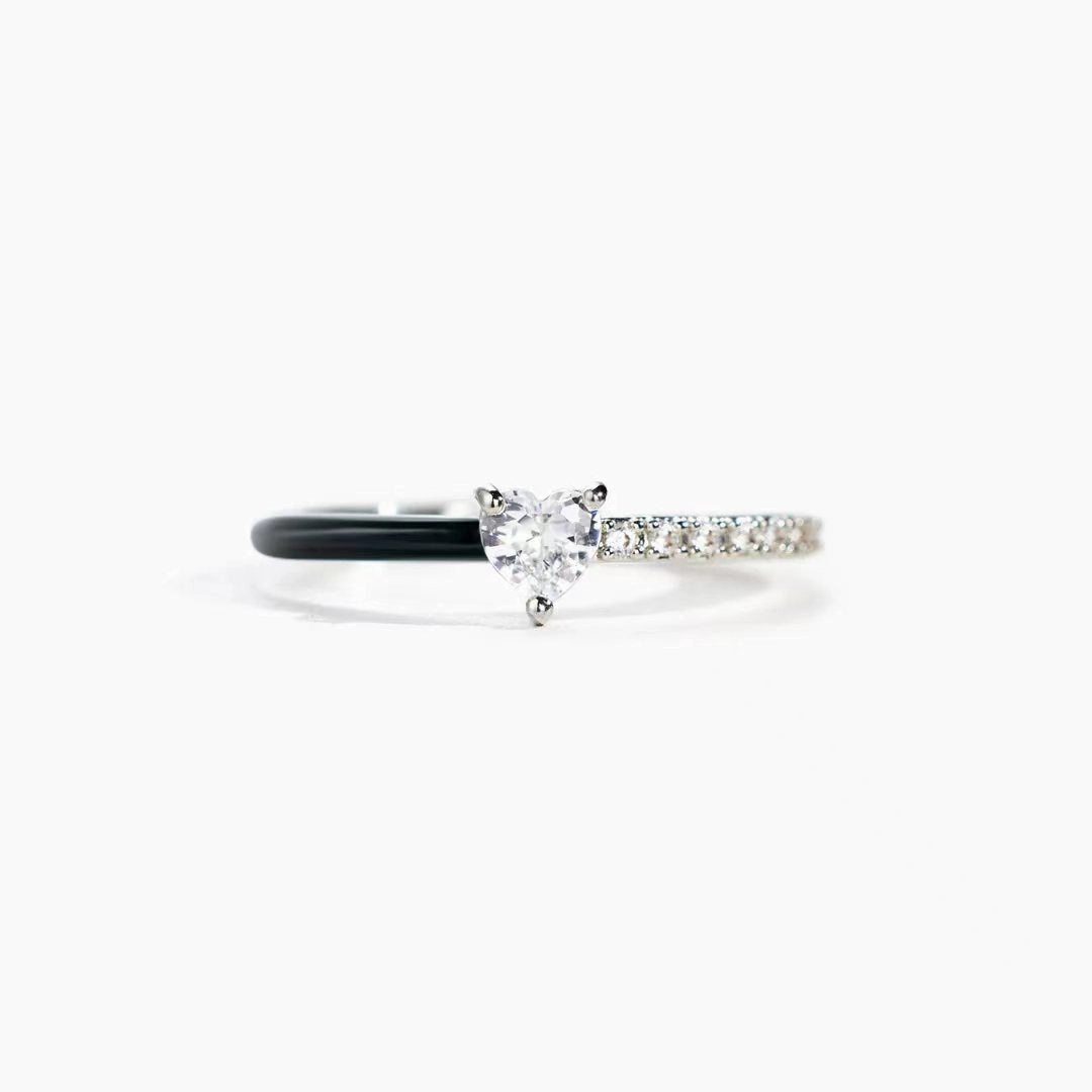 Wholesale Heart Baguette Zirconia Sterling Silver Rings