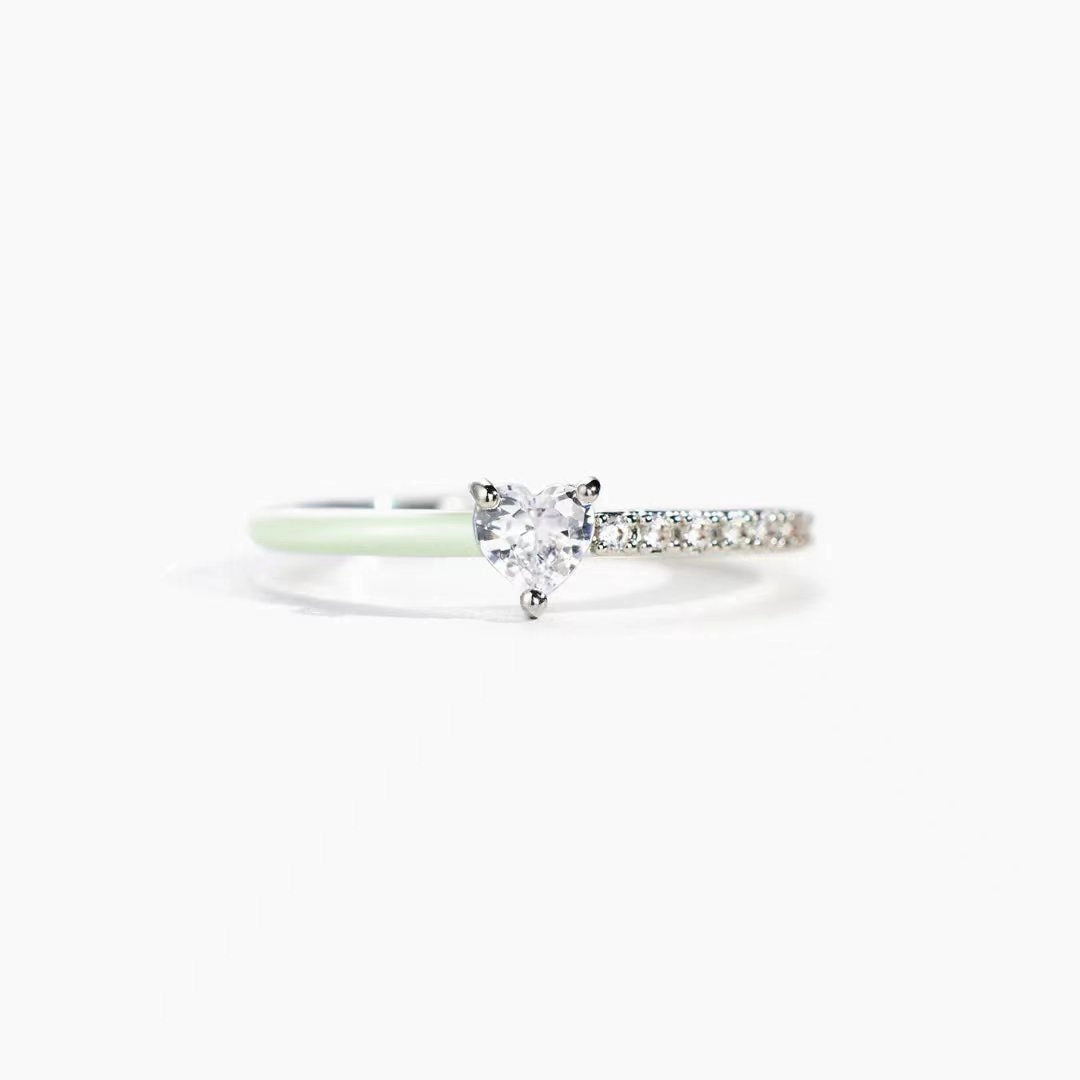 Wholesale Heart Baguette Zirconia Sterling Silver Rings