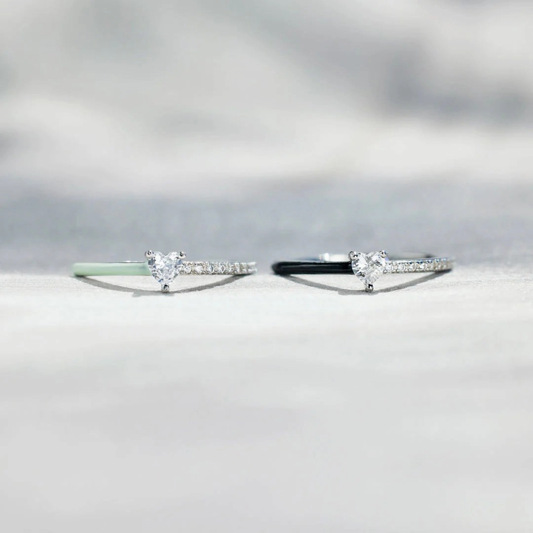 Wholesale Heart Baguette Zirconia Sterling Silver Rings