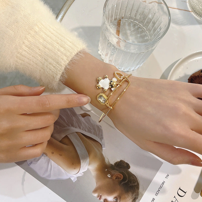 Wholesale Heart Bear with Diamonds Alloy Bracelet