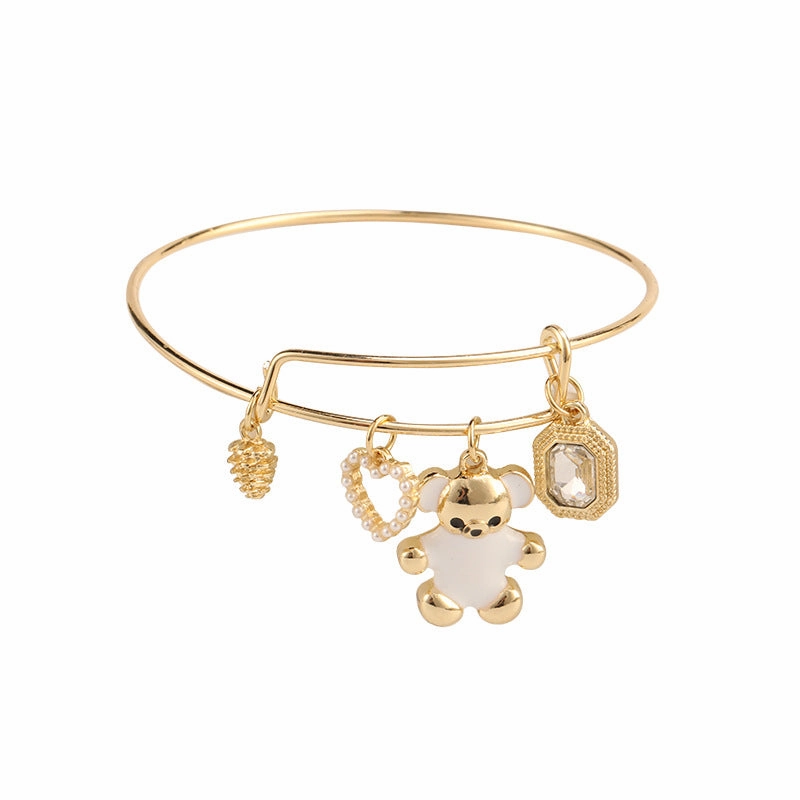 Wholesale Heart Bear with Diamonds Alloy Bracelet