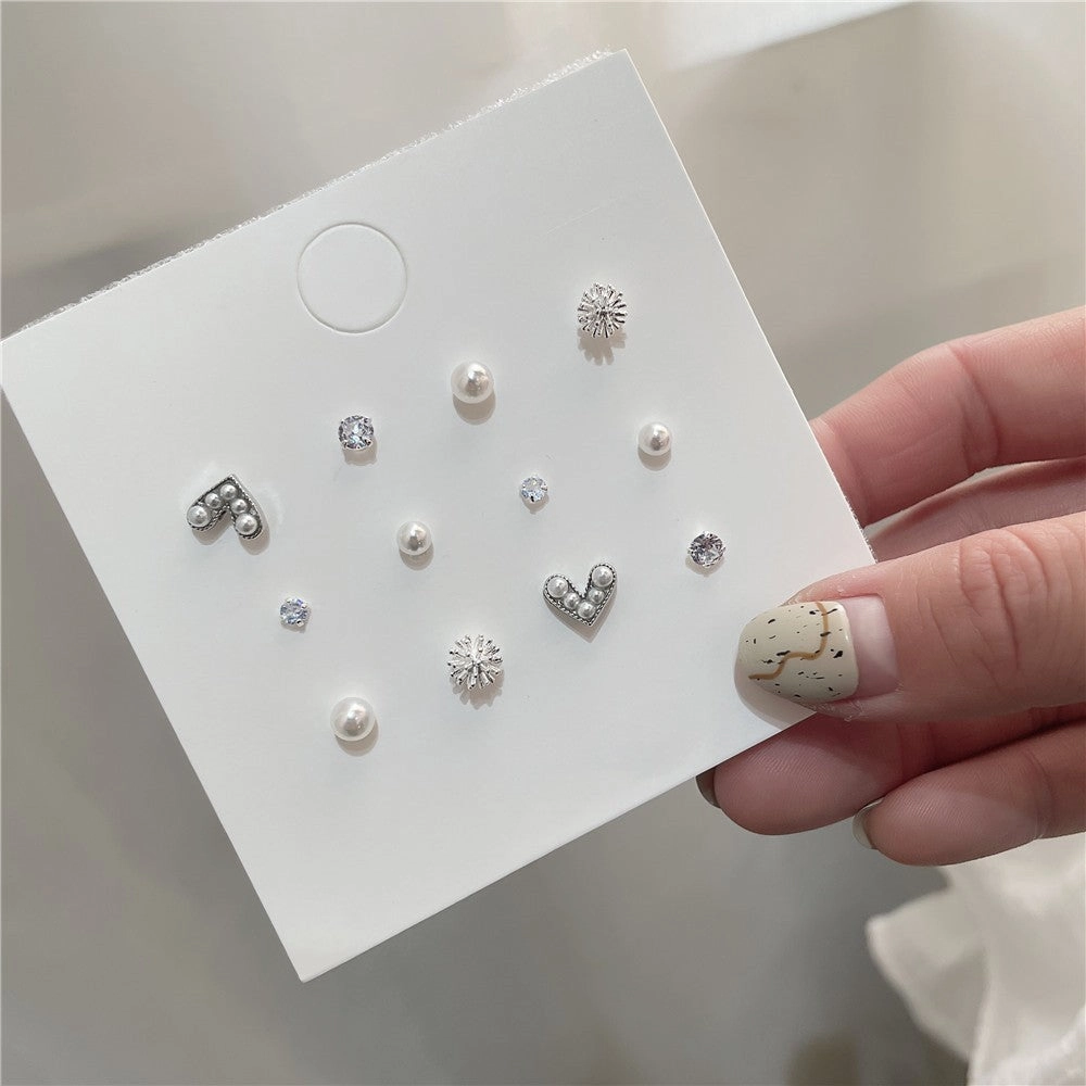 Wholesale Heart Butterfly Ear Studs Set Alloy Earrings
